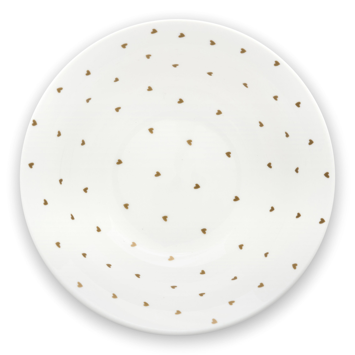 White Golden Hearts Bowl 15cm