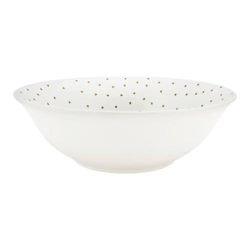 White Golden Hearts Bowl 25cm