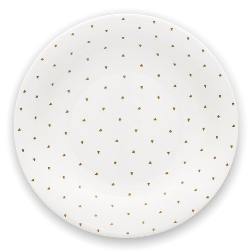 White Golden Hearts Bowl 25cm