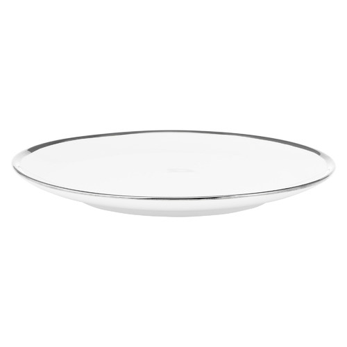 White & Silver 25.5cm Porcelain Plate