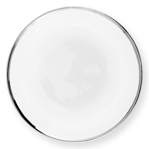 White & Silver 25.5cm Porcelain Plate