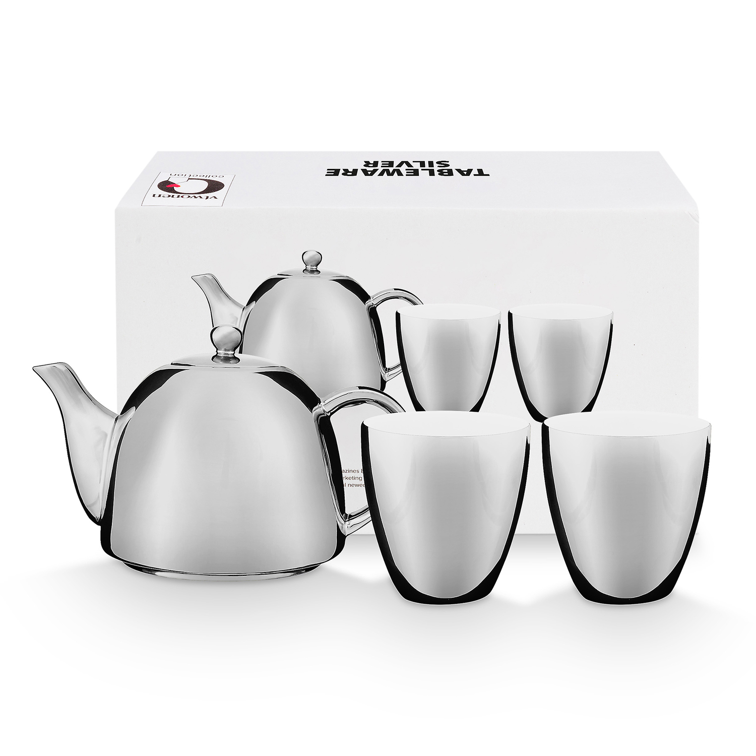 3 Piece Silver Porcelain Tea Set