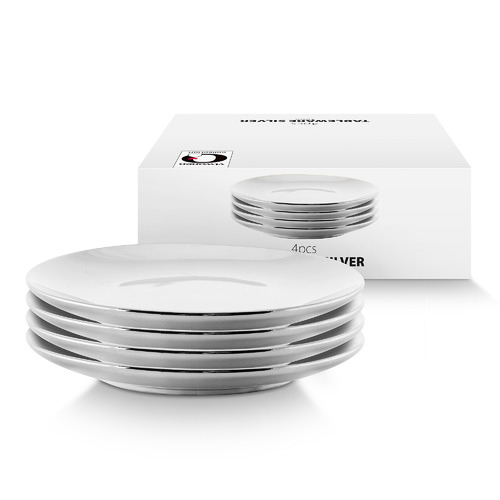 Silver 12cm Porcelain Side Plates Temple & ster