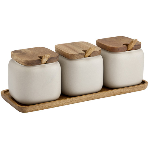 Ladelle 4 Piece Essentials Canisters with Spoons Counter Set Temple