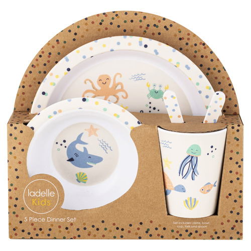 5 Piece Ocean Melamine Kids Dinner Set