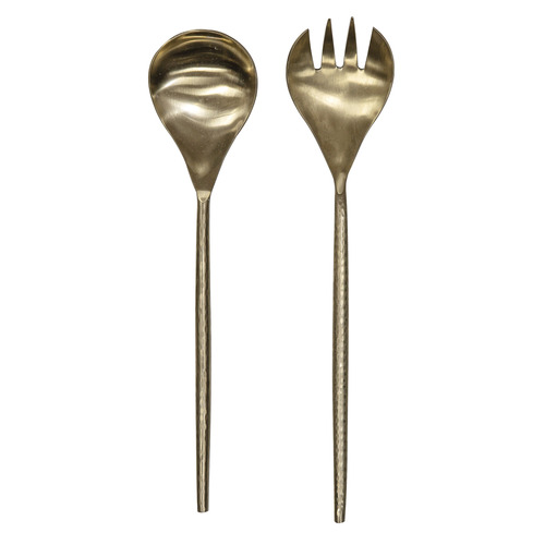 2 Piece Gold Hammered Salad Servers Set Temple & Webster