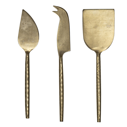 3 Piece Gold Hammered Cheese Set
