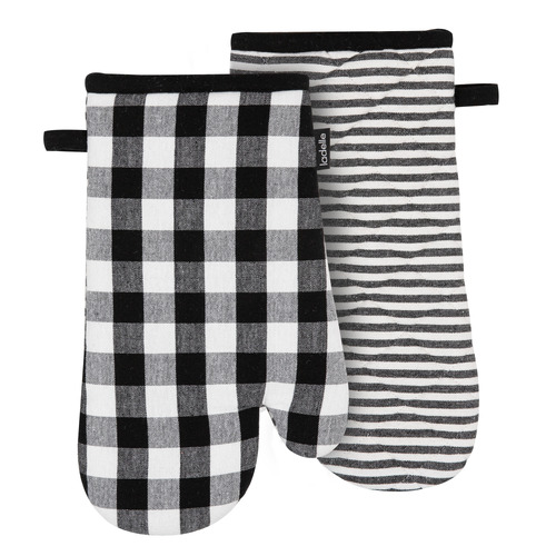 2 Piece Eco Gingham Oven Mitt Set
