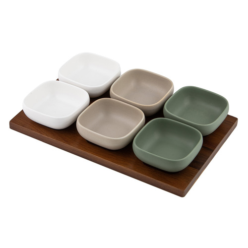 Piece Essentials Porcelain Bowl & Serving Tray Set