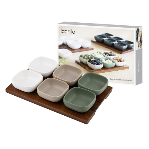 Piece Essentials Porcelain Bowl & Serving Tray Set