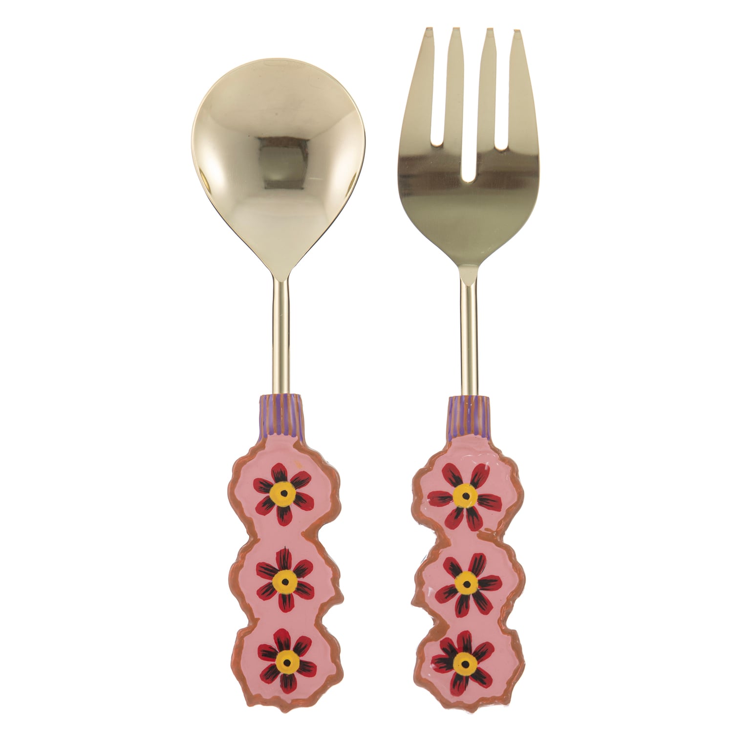 2 Piece Capri Flower Salad Server Set