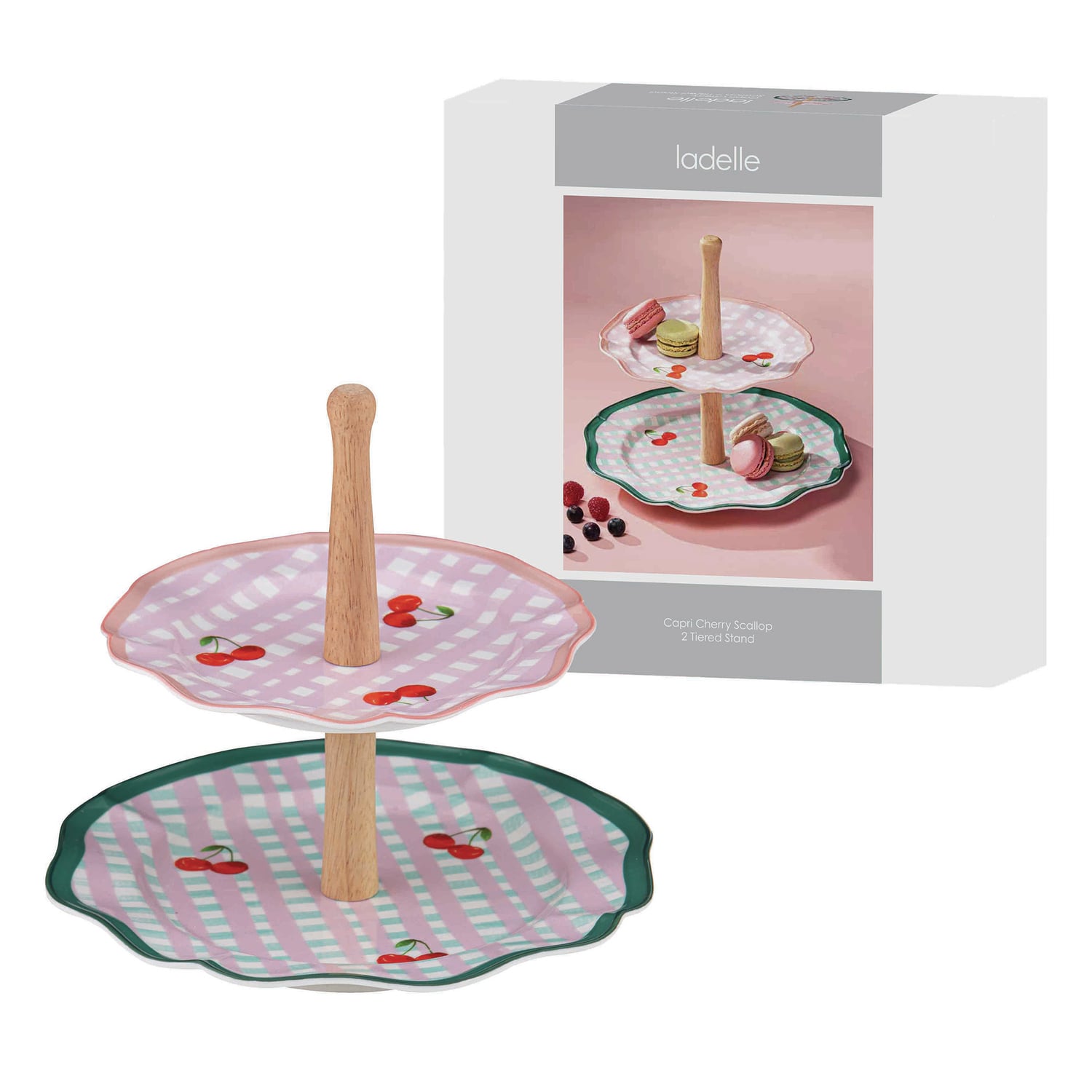 Capri Cherry Scalloped 2 Tier Cake Stand