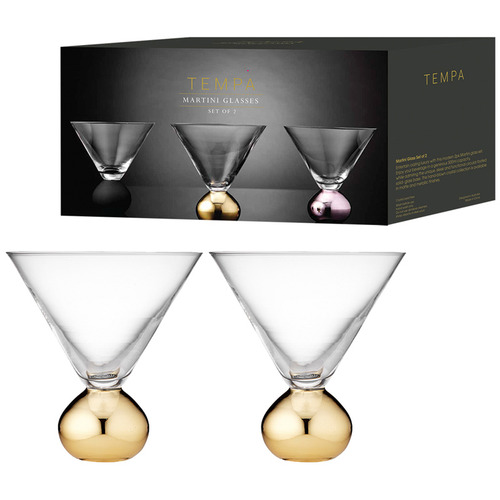 Gold Astrid 300ml Crystal Martini Glasses