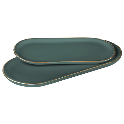 2 Piece Teal Asteria Oblong Tray Set