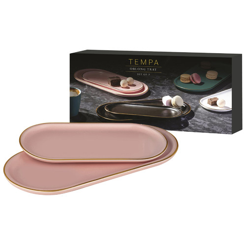 2 Piece Pink Asteria Oblong Tray Set