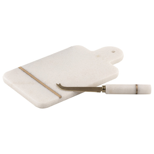 2 Piece White Emerson Cheese Board & Knife Set