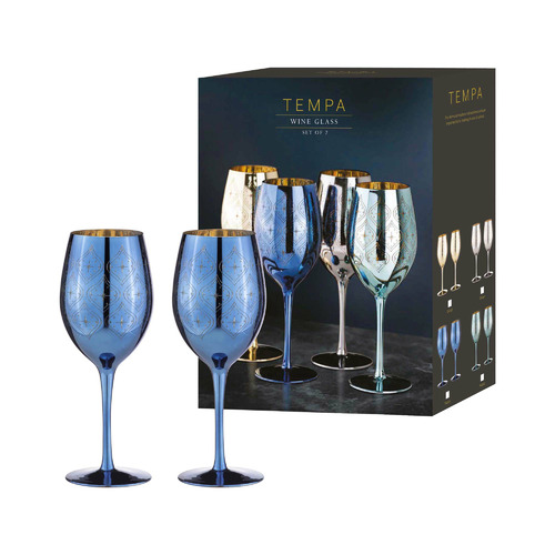 Navy Estelle 450ml Wine Glasses Temple & Webster