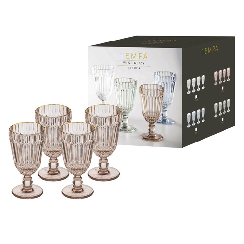 Coral Amara 250ml Wine Glasses Temple & ster
