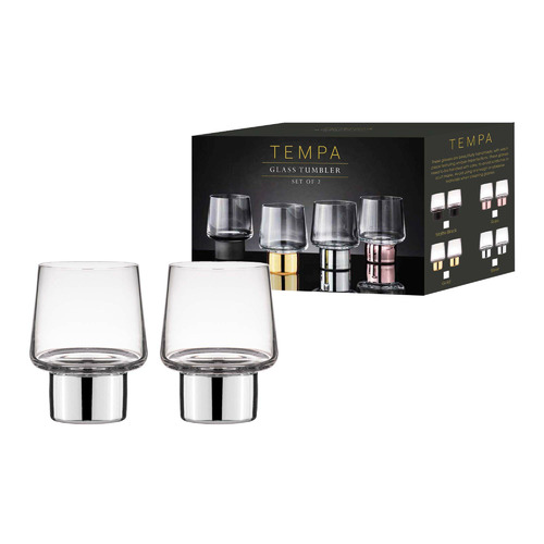 Silver Aurora Crystal Glass Tumblers