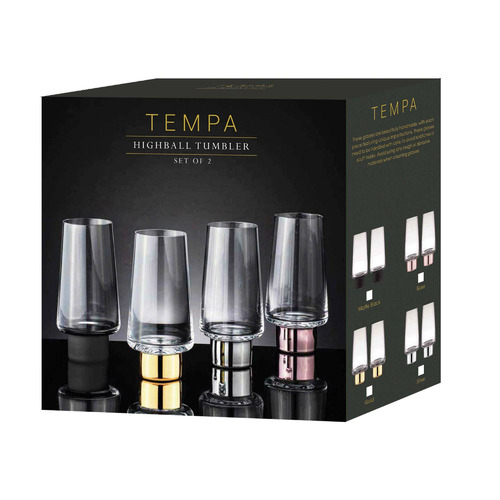 Matte Black Aurora Crystal Highball Tumblers