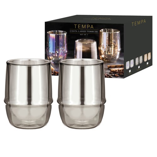 Charcoal Costa 300ml Glass Tumblers