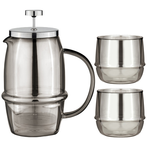 3 Piece Charcoal Costa French Press & Tumbler  Set