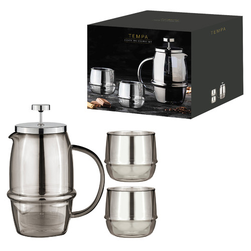 3 Piece Charcoal Costa French Press & Tumbler  Set
