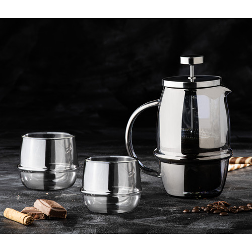 3 Piece Charcoal Costa French Press & Tumbler  Set