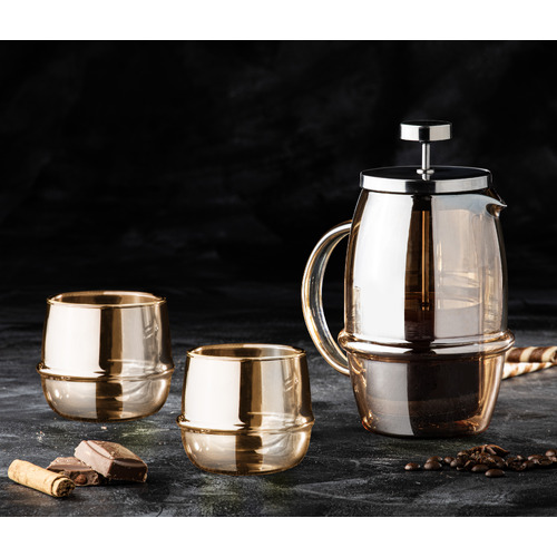 3 Piece Gold Costa French Press & Tumbler  Set