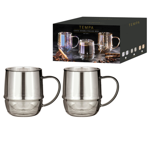 Charcoal Costa Glass Mugs
