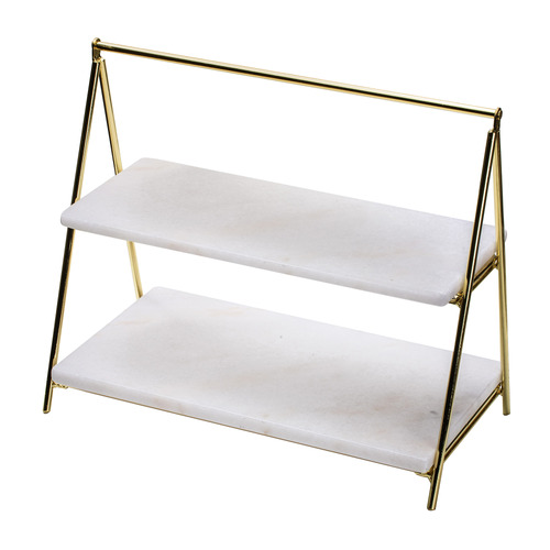 White Emerson Marble Serving Tower