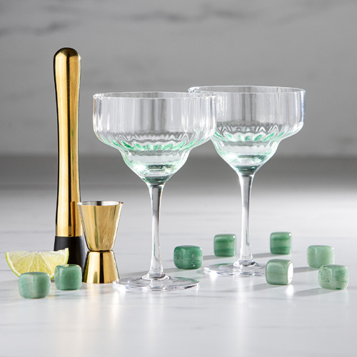12 Piece Leila Margarita Glass, Jigger, & Muddler Set