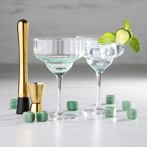 12 Piece Leila Margarita Glass, Jigger, & Muddler Set