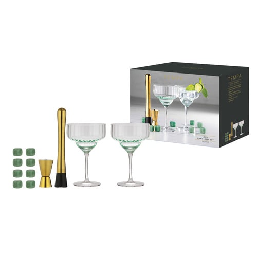 12 Piece Leila Margarita Glass, Jigger, & Muddler Set