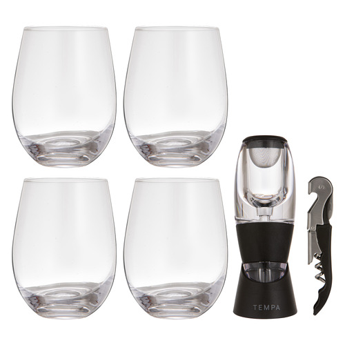 6 Piece Quinn Wine Glass, Corkscrew & Aerator Set