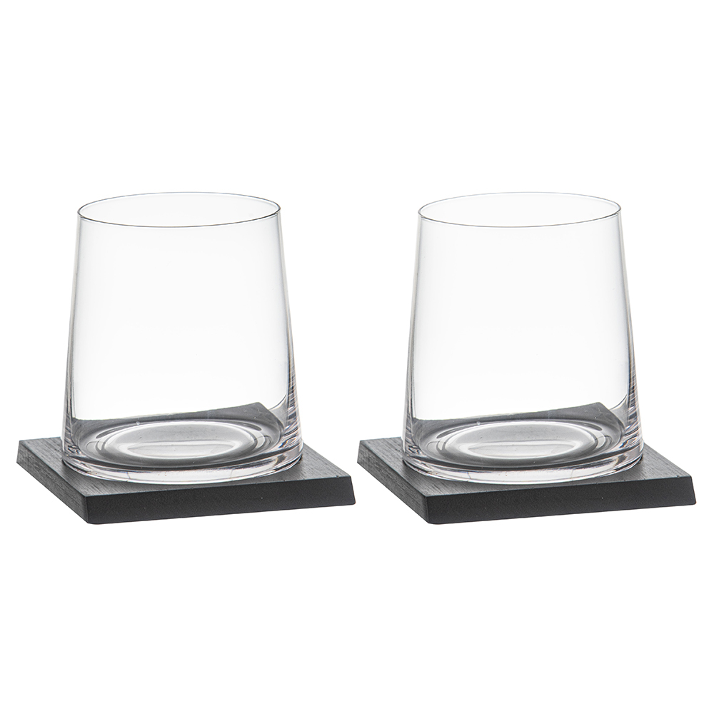4 Piece Harvey Whiskey Glass & Coaster Set