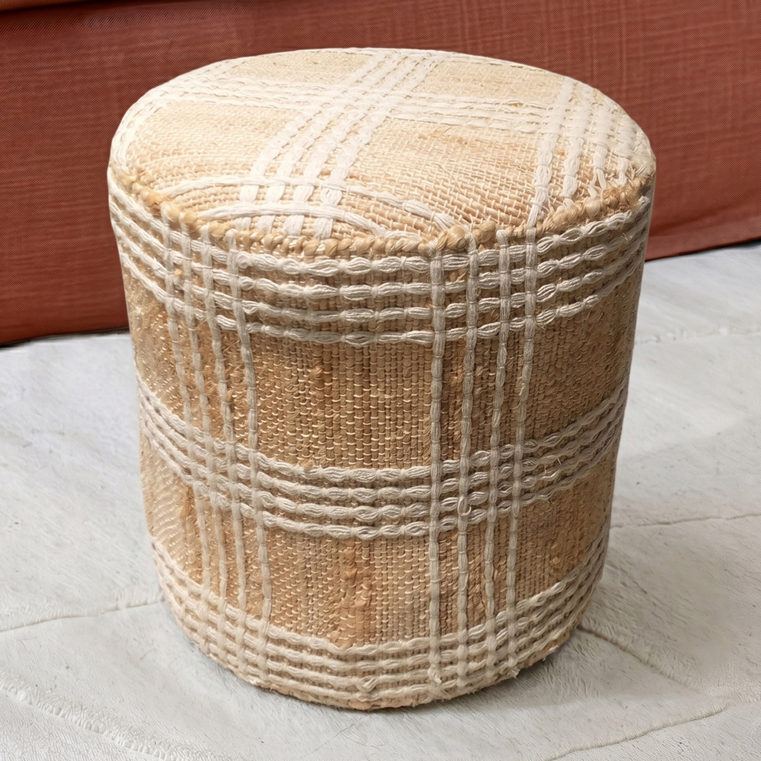 Gaston Recycled Cotton & Jute Pouffe