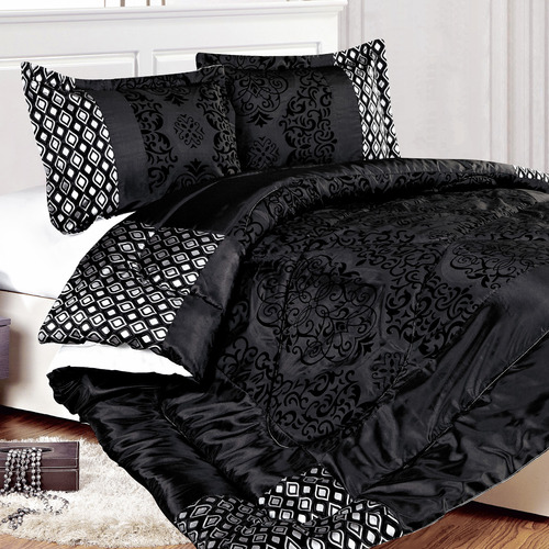 Black Flock Comforter Set