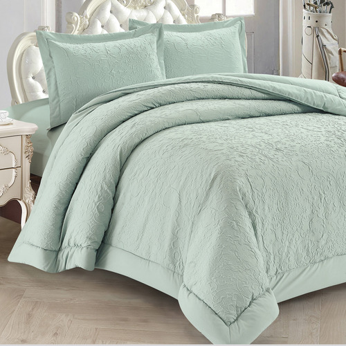 Lilian Mint Green Comforter Set, Seafoam Green Duvet Cover King Size