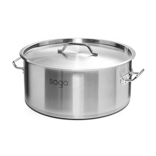 Soga Silver Stainless Steel Stock Pot with Lid Temple & ster