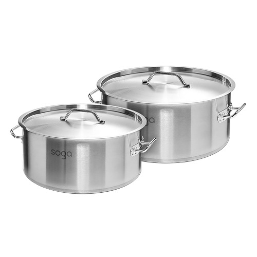 2 Piece Silver 9L & 23L Stock Pot Set Temple & ster
