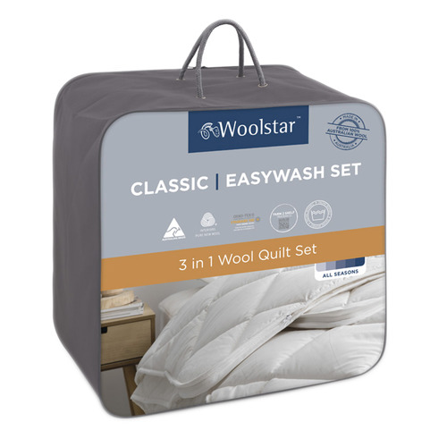 2 Piece Woolstar Easywash Australian Wool All Seasons Quilt Set