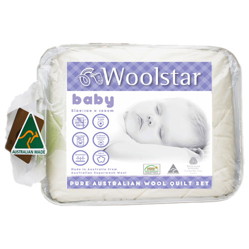 2 Piece Woolstar Baby All Seasons Wool Quilt Set