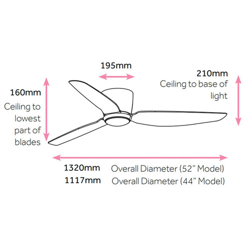 Claro 132cm White DC Ceiling Fan with LED Light