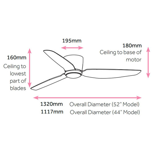 Claro 132cm White DC Ceiling Fan