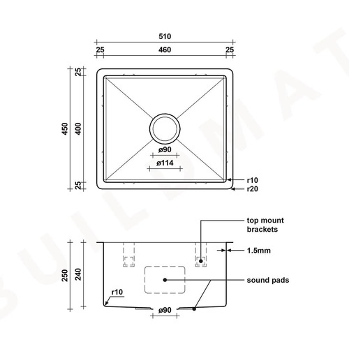 Vande Steel 510mm Single Bowl Kitchen Sink