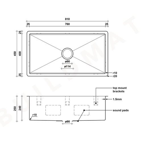 Vande Steel- 810mm Single Bowl Kitchen Sink