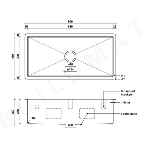 Vande Steel 900mm Single Bowl Kitchen Sink