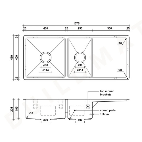 Logan 1.75 Kitchen Sink with Drainboard