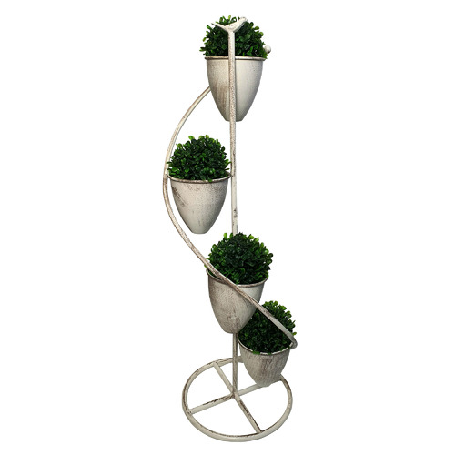 White Vintage Bird Metal Plant Stand Temple & ster